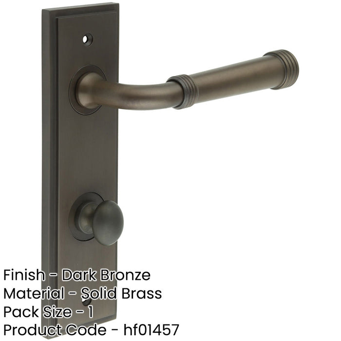 Elegant Dark Bronze Door Handle with Backplate Turn Release Bathrooms Solid Brass Interior Handle-1