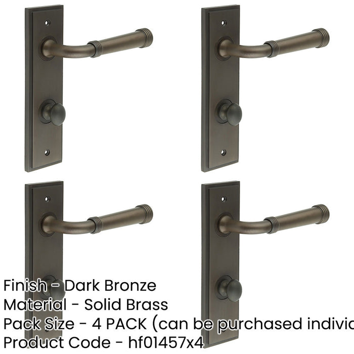 PACK Elegant Dark Bronze Door Handle with Backplate Turn Release Bathrooms Solid Brass Interior Handle-1