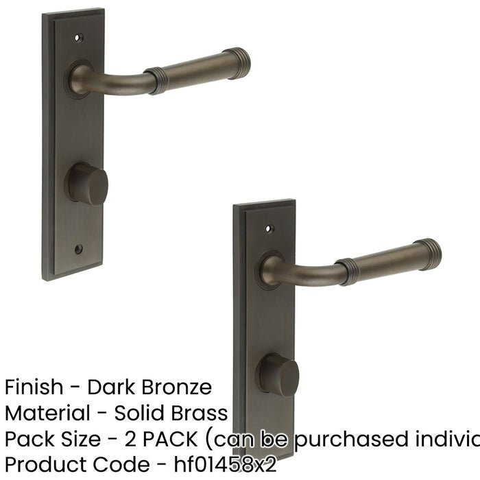 PACK Stylish Dark Bronze Door Handle with Backplate Bathrooms Solid Brass Interior Handle (1)-1