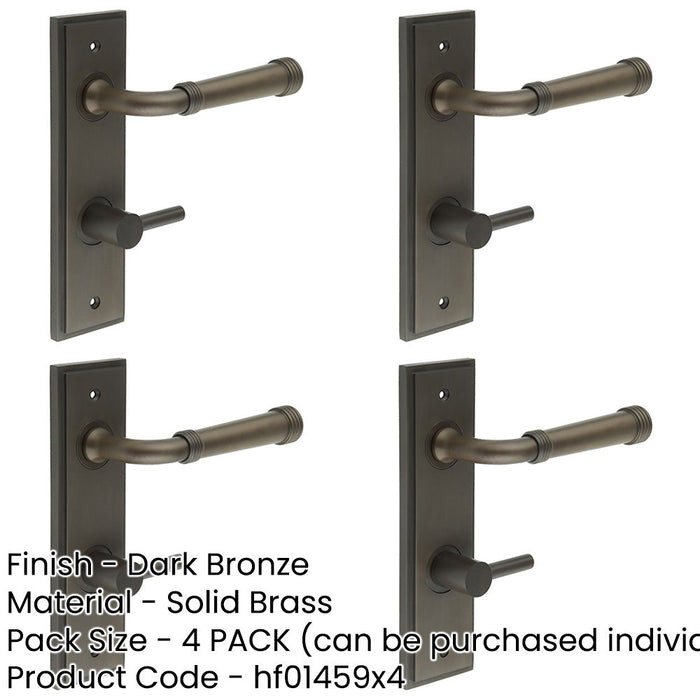 PACK Elegant Dark Bronze Door Handle with Backplate Bathrooms Solid Brass Interior Handle (8)-1