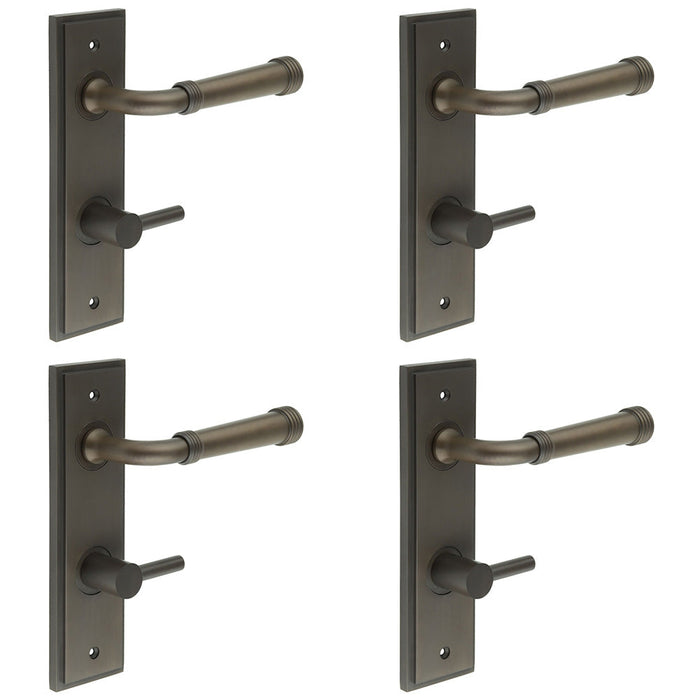 PACK Elegant Dark Bronze Door Handle with Backplate Bathrooms Solid Brass Interior Handle (8)