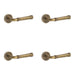 PACK Antique Brass Door Handle with Plain Rose Design Solid Brass Interior Handle