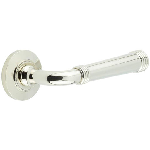 Elegant Chamfered Rose Door Handle Polished Nickel Solid Brass Interior Handle (2)