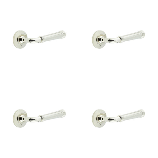 PACK Elegant Chamfered Rose Door Handle Polished Nickel Solid Brass Interior Handle (2)