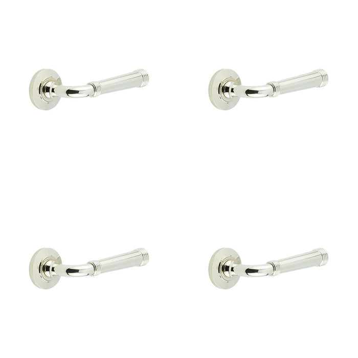 PACK Elegant Chamfered Rose Door Handle Polished Nickel Solid Brass Interior Handle (2)