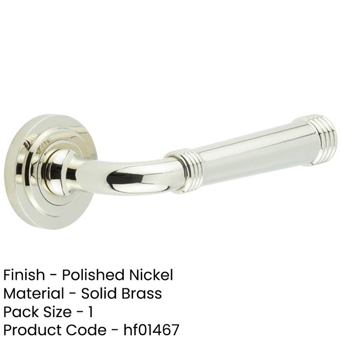 Stylish Polished Nickel Door Handle with Stepped Rose Design Solid Brass Interior Handle (1)-1