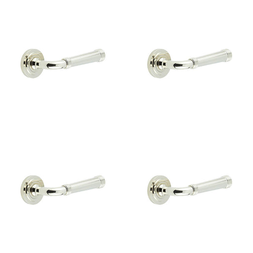 PACK Stylish Polished Nickel Door Handle with Stepped Rose Design Solid Brass Interior Handle (1)