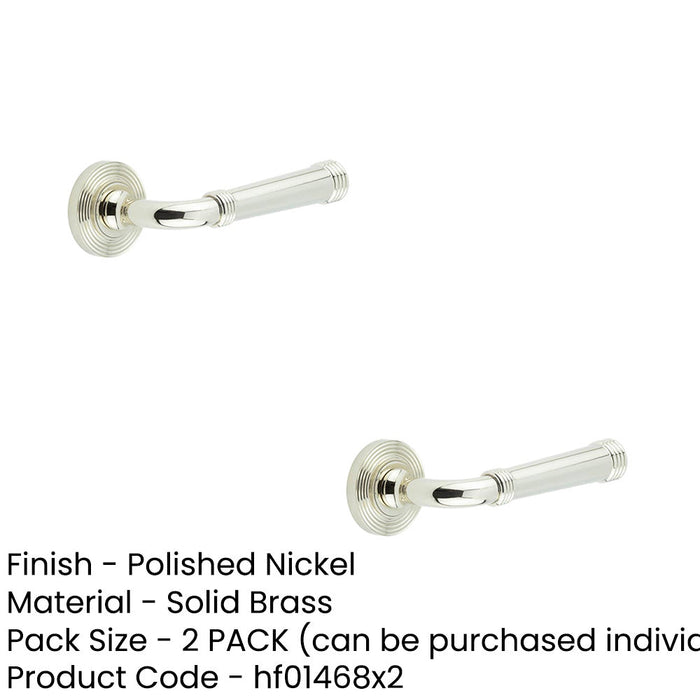 PACK Elegant Polished Nickel Door Handle with Reeded Design Solid Brass Interior Handle (1)-1