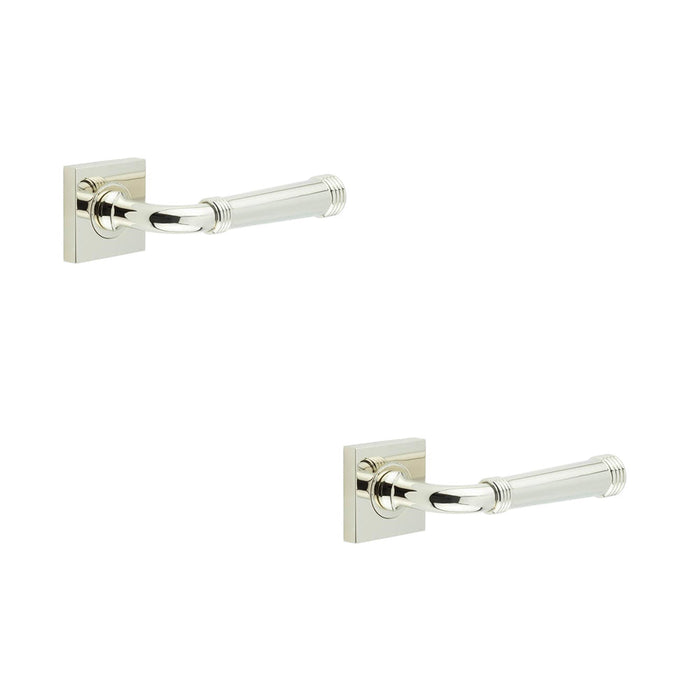 PACK Elegant Square Polished Nickel Door Handle Modern Homes Solid Brass Interior Handle (1)