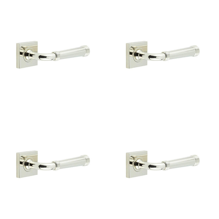 PACK Elegant Square Polished Nickel Door Handle Modern Homes Solid Brass Interior Handle