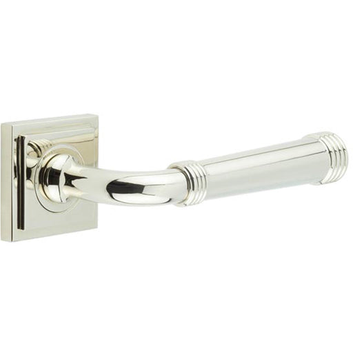 Polished Nickel Square Stepped Door Handle Elegant Functional Design Solid Brass Interior Handle