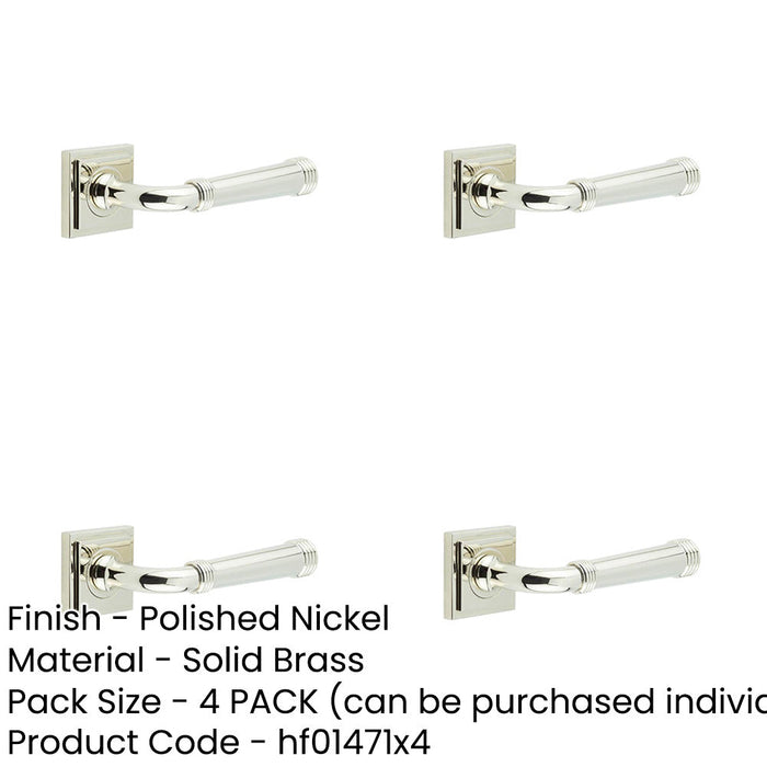 PACK Polished Nickel Square Stepped Door Handle Elegant Functional Design Solid Brass Interior Handle-1