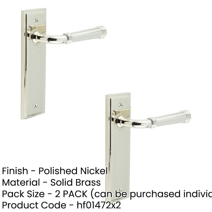 PACK Elegant Solid Brass Door Handle Latch Backplate Polished Nickel Finish Solid Brass Interior Handle (1)-1