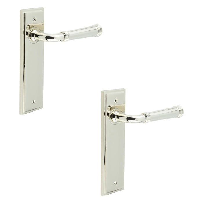PACK Elegant Solid Brass Door Handle Latch Backplate Polished Nickel Finish Solid Brass Interior Handle (1)