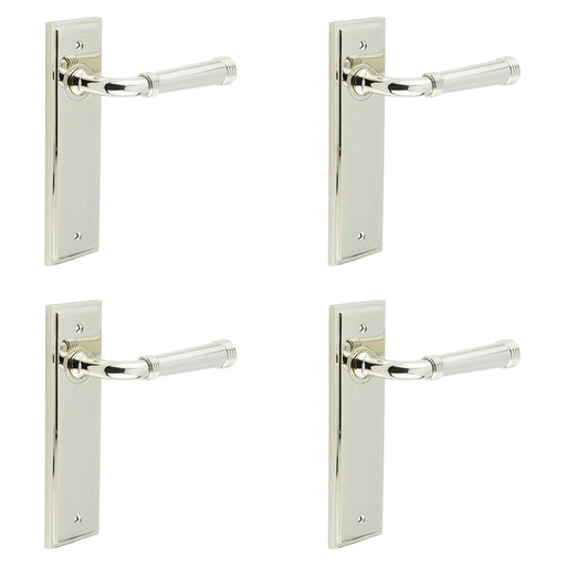 PACK Elegant Solid Brass Door Handle Latch Backplate Polished Nickel Finish Solid Brass Interior Handle