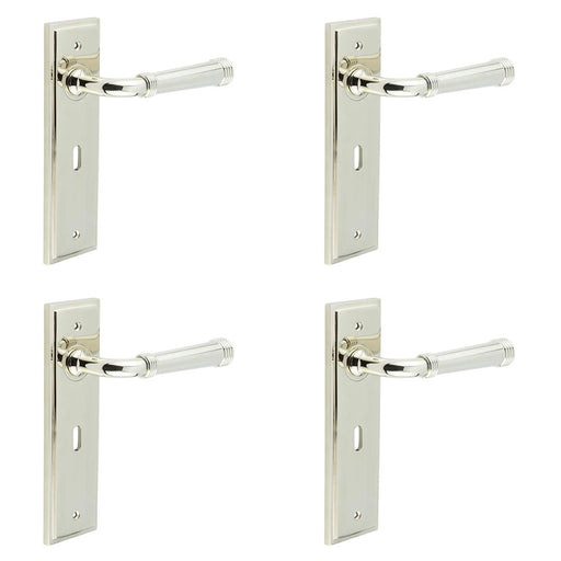 PACK Elegant Polished Nickel Door Handle Lock Backplate Solid Brass Interior Handle (1)