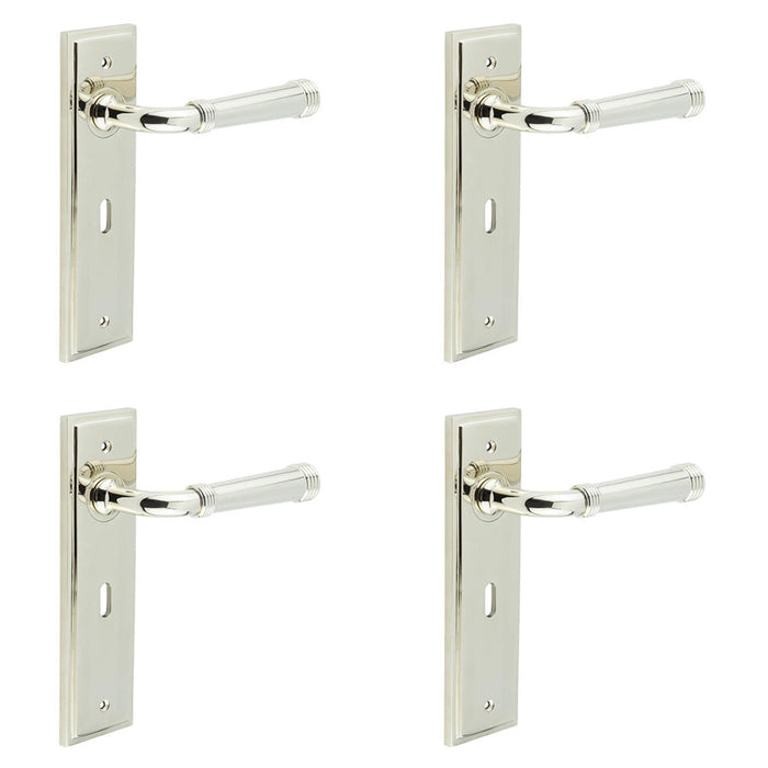 PACK Elegant Polished Nickel Door Handle Lock Backplate Solid Brass Interior Handle (1)