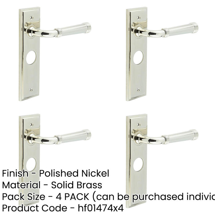 PACK Elegant Polished Nickel Bathroom Door Handle with Backplate Solid Brass Interior Handle-1