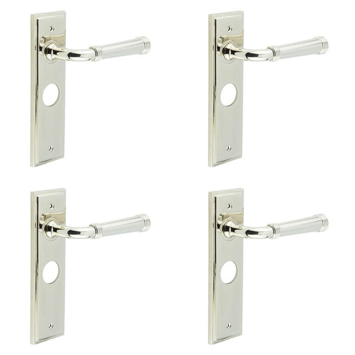 PACK Elegant Polished Nickel Bathroom Door Handle with Backplate Solid Brass Interior Handle