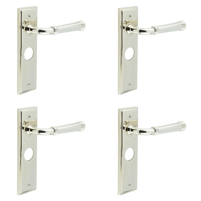 PACK Elegant Polished Nickel Bathroom Door Handle with Backplate Solid Brass Interior Handle