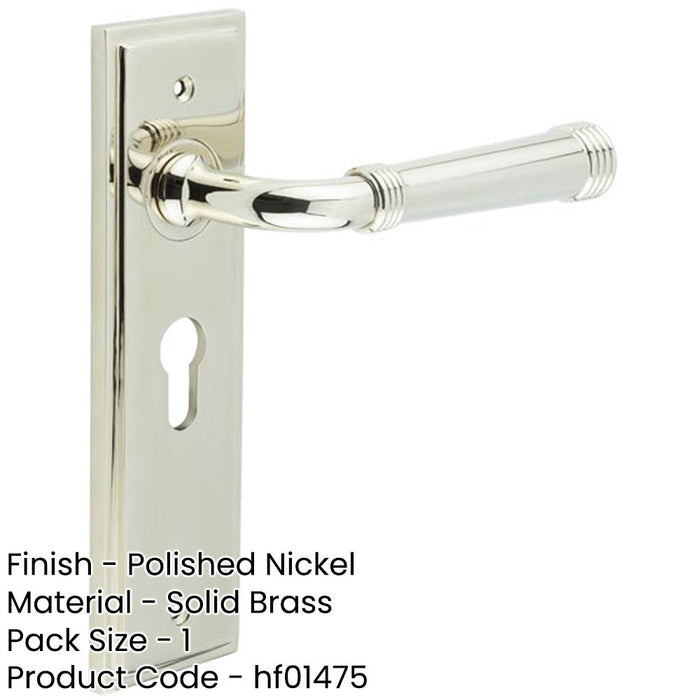 Elegant Polished Nickel Door Handle with Euro Backplate Solid Brass Interior Handle (4)-1