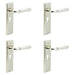 PACK Elegant Polished Nickel Door Handle with Euro Backplate Solid Brass Interior Handle (4)