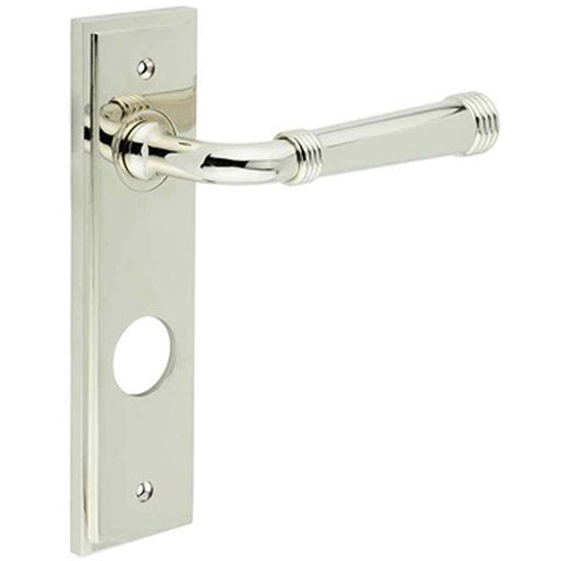 Elegant Polished Nickel Bathroom Door Handle with Backplate Solid Brass Interior Handle (1)