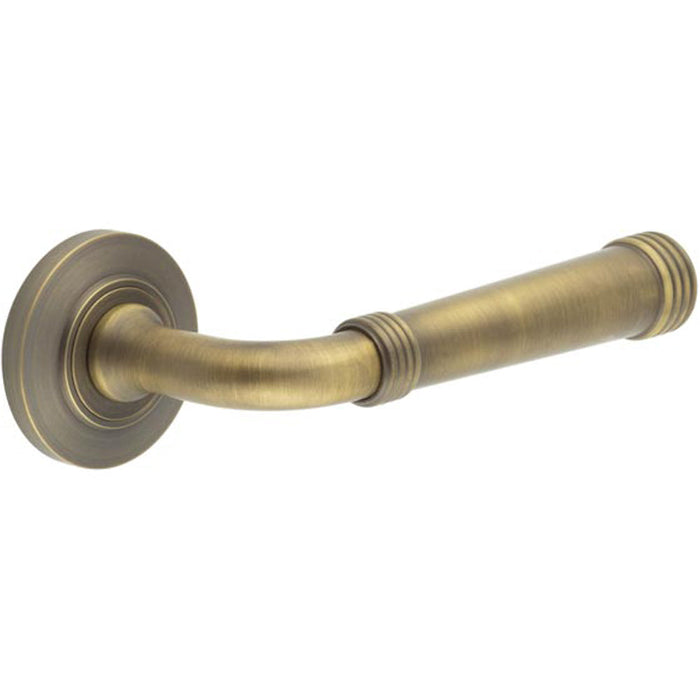 Elegant Chamfered Rose Door Handle Antique Brass Solid Brass Interior Handle (1)