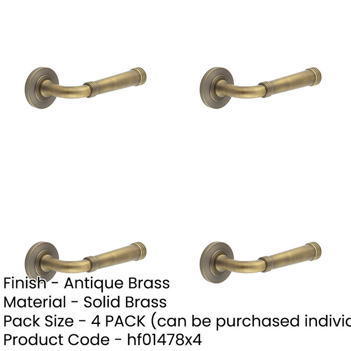 PACK Elegant Chamfered Rose Door Handle Antique Brass Solid Brass Interior Handle (1)-1