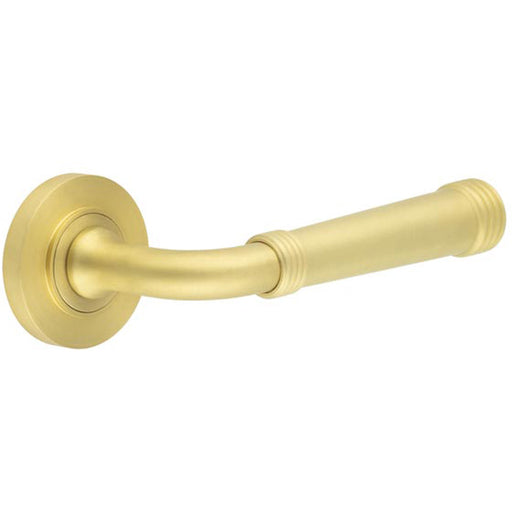 Elegant Satin Brass Door Handle with Traditional Design Solid Brass Interior Handle