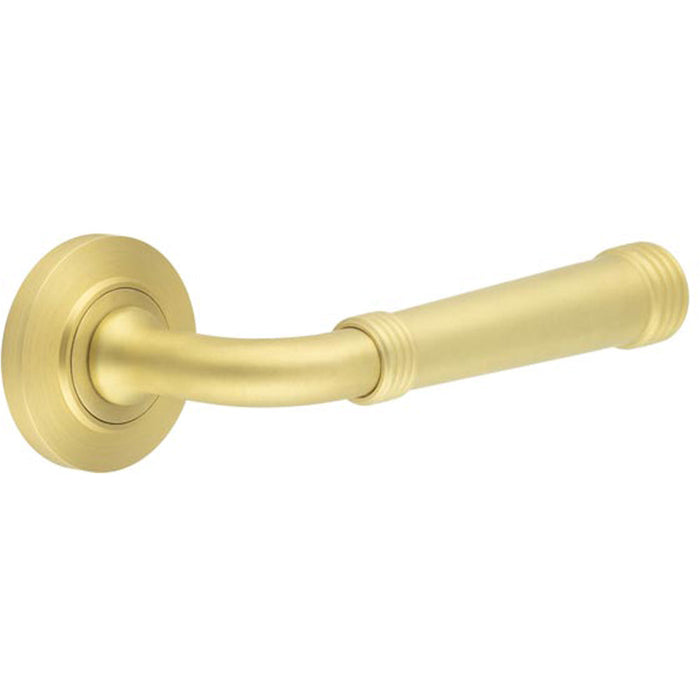 Satin Brass Chamfered Rose Door Handle Stylish Interiors Solid Brass Interior Handle