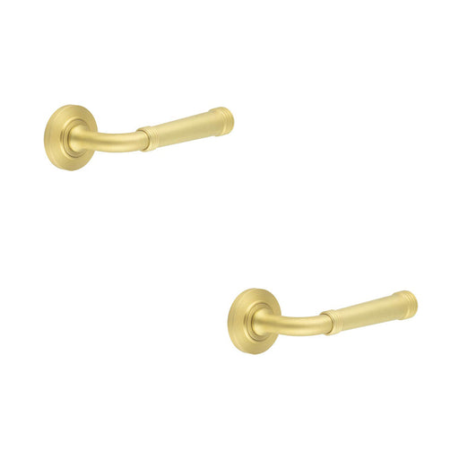 PACK Satin Brass Chamfered Rose Door Handle Stylish Interiors Solid Brass Interior Handle (1)