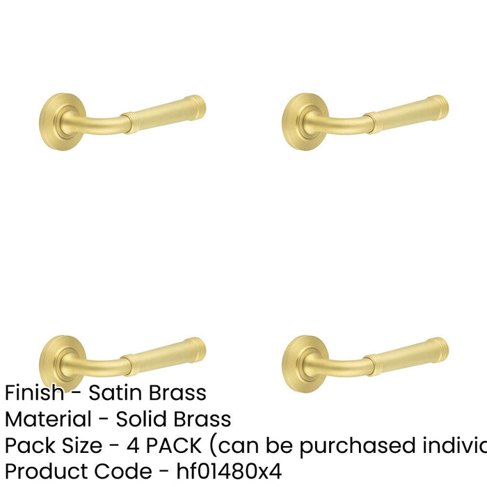 PACK Satin Brass Chamfered Rose Door Handle Stylish Interiors Solid Brass Interior Handle-1