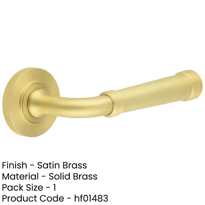 Elegant Knurled Satin Brass Door Handle Modern Homes Solid Brass Interior Handle-1