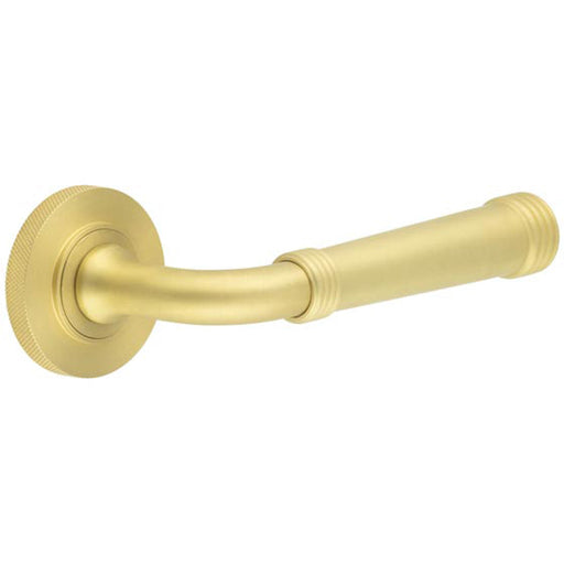 Elegant Knurled Satin Brass Door Handle Modern Homes Solid Brass Interior Handle