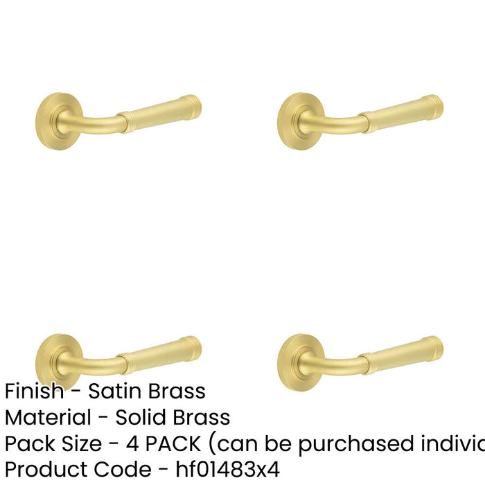 PACK Elegant Knurled Satin Brass Door Handle Modern Homes Solid Brass Interior Handle-1