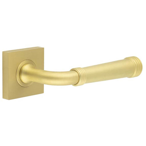 Elegant Square Satin Brass Door Handle with Contemporary Design Solid Brass Interior Handle