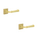 PACK Elegant Square Satin Brass Door Handle with Contemporary Design Solid Brass Interior Handle (1)