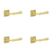 PACK Elegant Square Satin Brass Door Handle with Contemporary Design Solid Brass Interior Handle