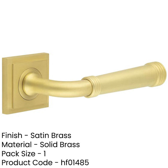 Elegant Square Stepped Satin Brass Door Handle Modern Homes Solid Brass Interior Handle-1