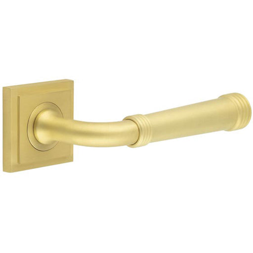 Elegant Square Stepped Satin Brass Door Handle Modern Homes Solid Brass Interior Handle