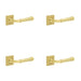 PACK Elegant Square Stepped Satin Brass Door Handle Modern Homes Solid Brass Interior Handle