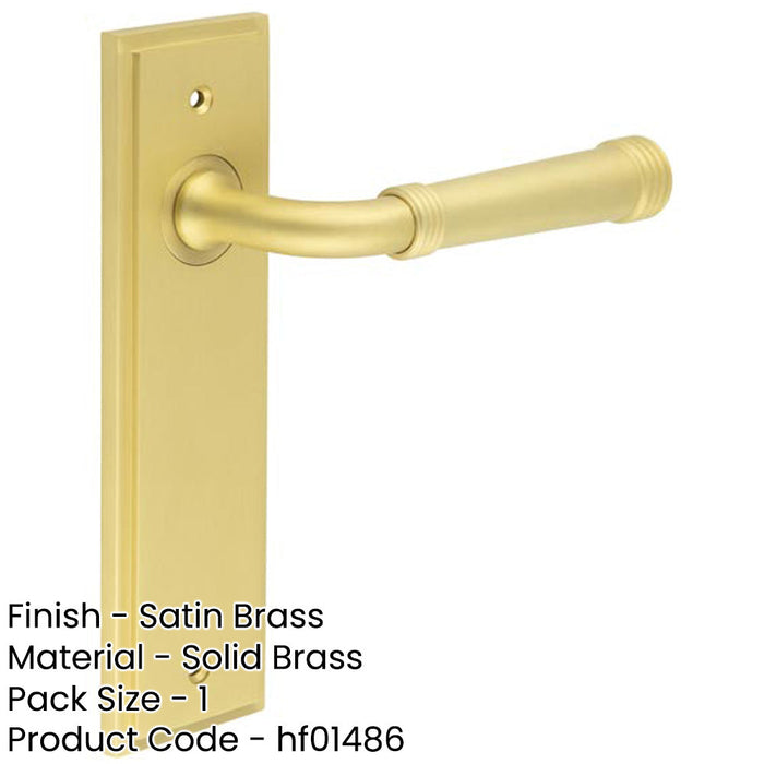 Elegant Satin Brass Door Handle Latch with Versatile Backplate Options Solid Brass Interior Handle-1