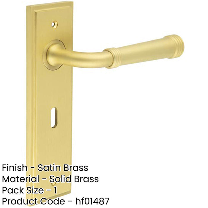 Elegant Satin Brass Door Handle Lock Backplate Luxurious Interiors Solid Brass Interior Handle-1