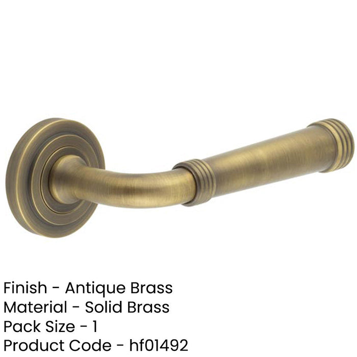 Antique Brass Stepped Rose Door Handle Elegant Durable Design Solid Brass Interior Handle-1