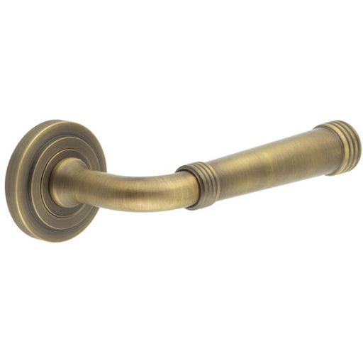 Antique Brass Stepped Rose Door Handle Elegant Durable Design Solid Brass Interior Handle