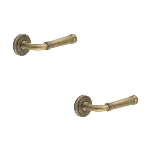 PACK Antique Brass Stepped Rose Door Handle Elegant Durable Design Solid Brass Interior Handle (1)