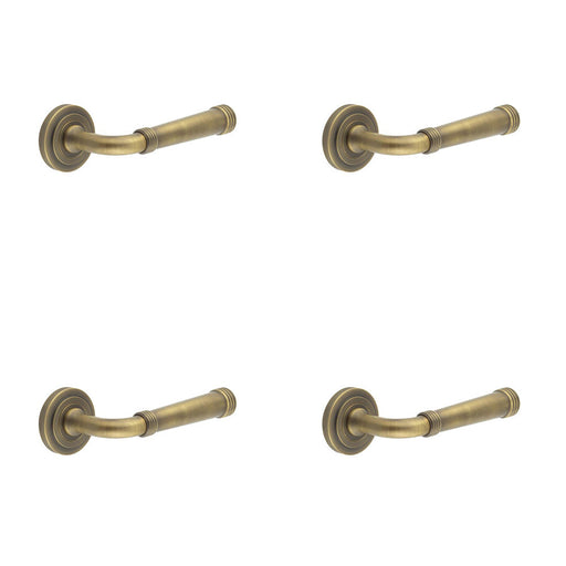 PACK Antique Brass Stepped Rose Door Handle Elegant Durable Design Solid Brass Interior Handle