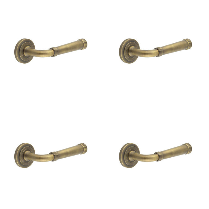 PACK Antique Brass Stepped Rose Door Handle Elegant Durable Design Solid Brass Interior Handle