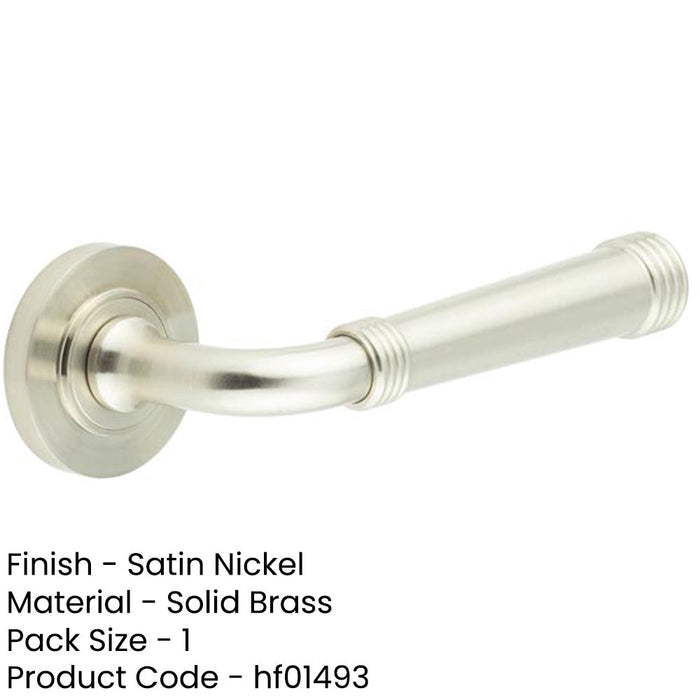Elegant Satin Nickel Door Handle with Traditional Rose Design Solid Brass Interior Handle-1